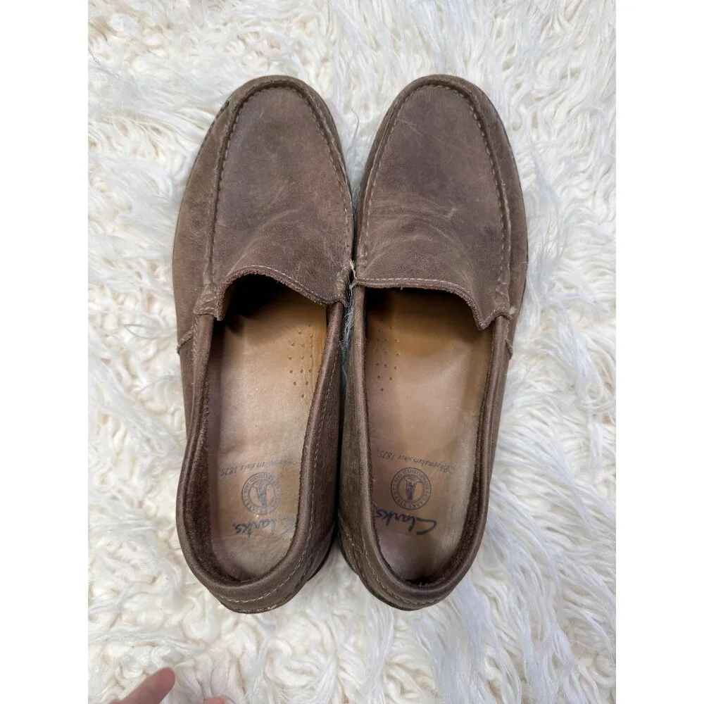 Clarks Shoes Mens 12 M Loafer Leather Men 61767 Slip on Casual Brown‎ Comfort